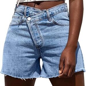 Genleck crisscross jean shorts